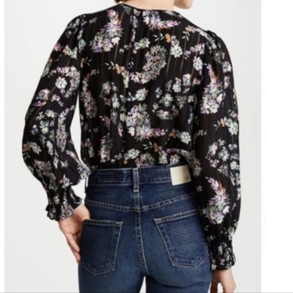 Rebecca Taylor Jewel Paisley 100% Silk Long Sleeve Blouse Size 4 - Picture 3 of 16